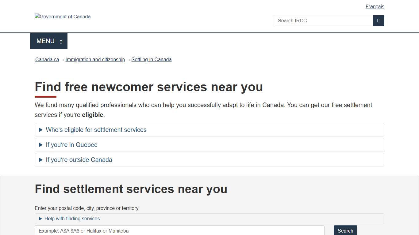 Find free newcomer services near you