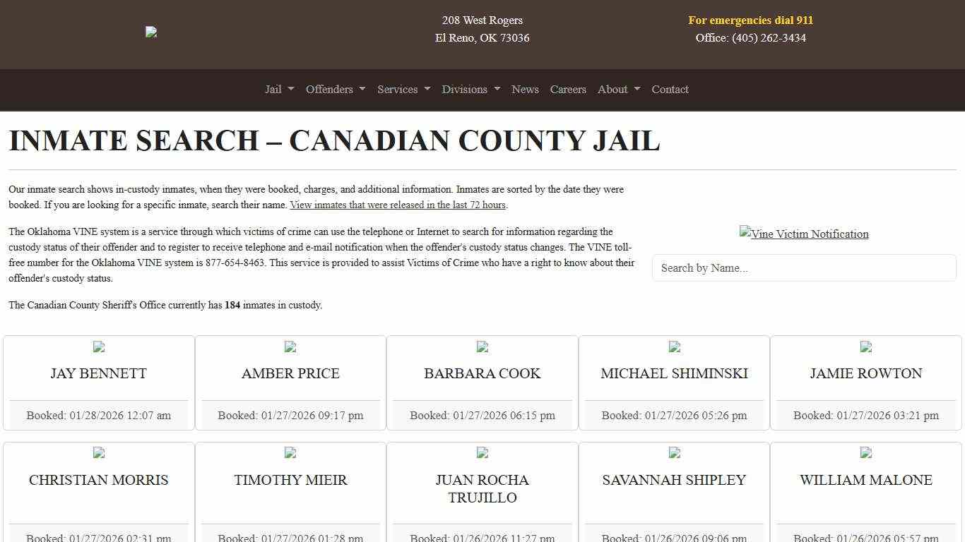 Inmate Search Canadian County Sheriff's Office